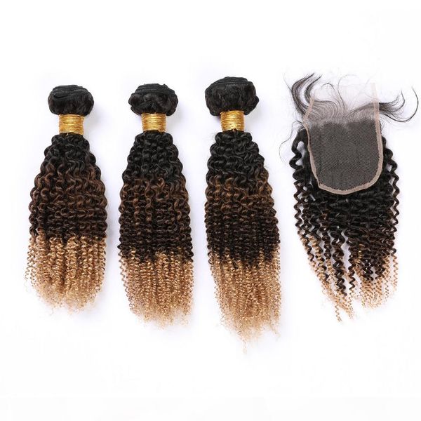 kinky curly #1b 4 27 ombre malaysian virgin hair wefts with closure three tone curly human hair lace closure 4x4 with weave bundles, Black
kinky curly #1b 4 27 ombre malaysian virgin hair wefts with closure three tone curly human hair lace closure 4x4 with weave bundles, Black