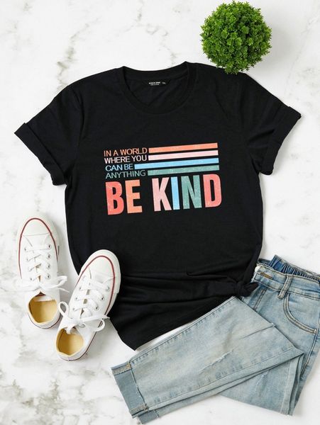 plus striped & slogan graphic tee j27o#, Black
plus striped & slogan graphic tee j27o#, Black