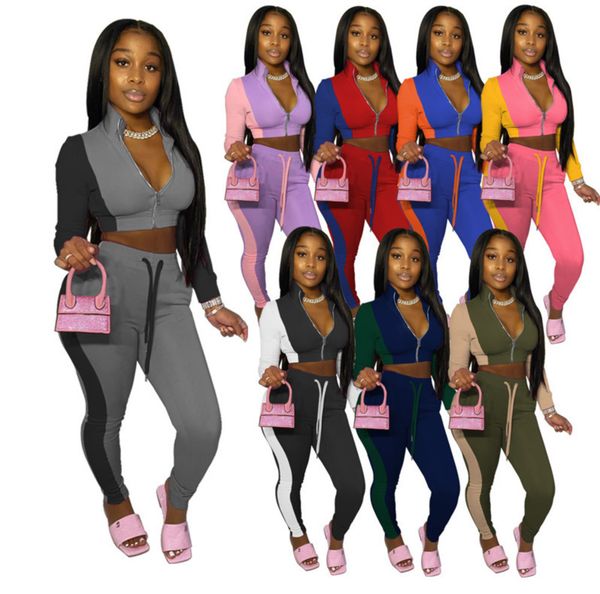 womens tracksuit two pieces set contrat stitching long sleeve pants jacket zipper sportswear panelled tights sports sell 2020 j663, Gray
womens tracksuit two pieces set contrat stitching long sleeve pants jacket zipper sportswear panelled tights sports sell 2020 j663, Gray