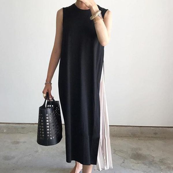 casual dresses korea one piece women long pleated dress 2021 summer black no sleeve patchwork ladies maxi office janpan sundress1, Black;gray
casual dresses korea one piece women long pleated dress 2021 summer black no sleeve patchwork ladies maxi office janpan sundress1, Black;gray