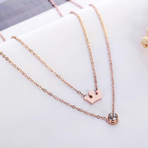 2021 fashion jewelry choker double princess crown zircon necklaces bijoux femme stainless steel for women birthday gift, Silver
2021 fashion jewelry choker double princess crown zircon necklaces bijoux femme stainless steel for women birthday gift, Silver
