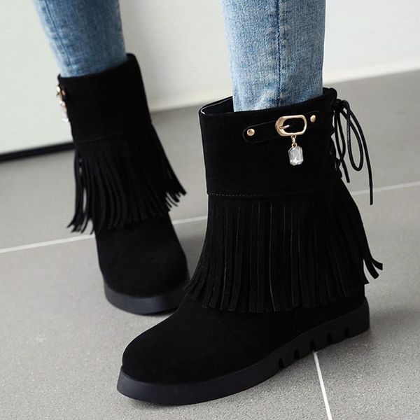 boots tassel wedges ankle booties fashion women suede rhinestone lace-up short boot with thick scrub keep warm shoes plus size 35-431, Black
boots tassel wedges ankle booties fashion women suede rhinestone lace-up short boot with thick scrub keep warm shoes plus size 35-431, Black