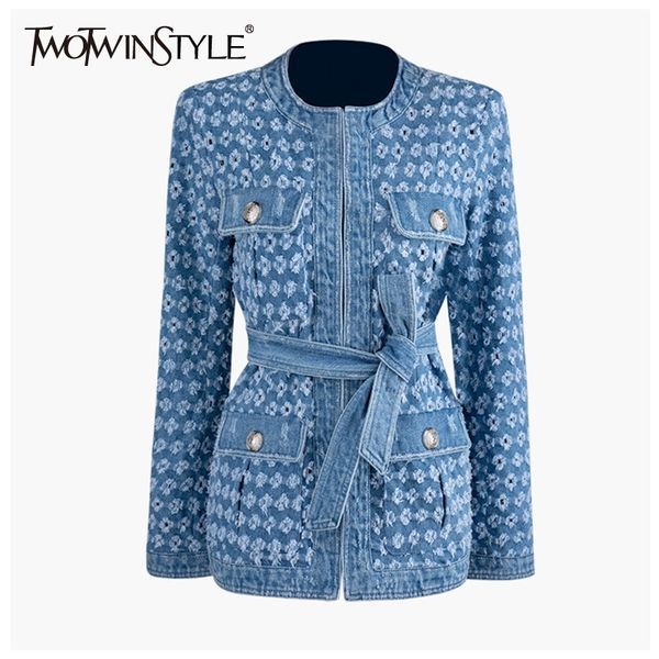 twotwinstyle streetwear hollow out denim coat for women o neck long sleeve lace up pocket coats female autumn fashion new 201023, Black;brown
twotwinstyle streetwear hollow out denim coat for women o neck long sleeve lace up pocket coats female autumn fashion new 201023, Black;brown