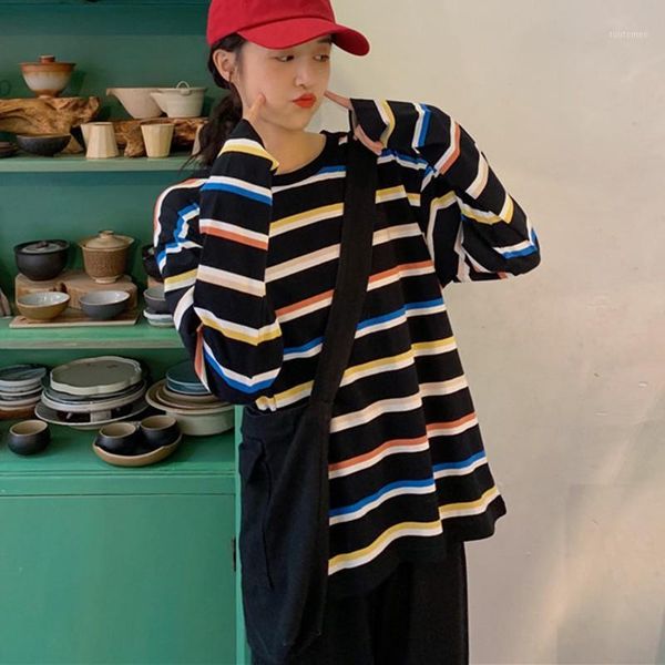 2020 punk style summer causal cotton t shirt women striped t-shirt rainbow shirt female harajuku loose shirts plus size1, White
2020 punk style summer causal cotton t shirt women striped t-shirt rainbow shirt female harajuku loose shirts plus size1, White