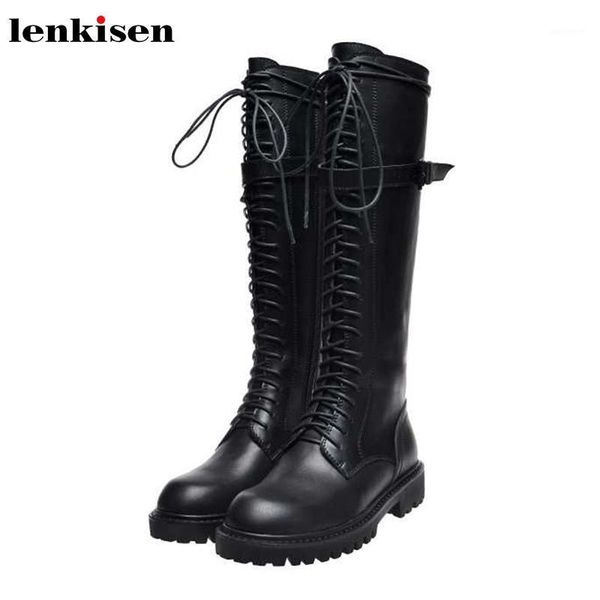 lenkisen european style handsome cow leather knight boots lace up black colors round toe fashion women warm thigh high boots l681
lenkisen european style handsome cow leather knight boots lace up black colors round toe fashion women warm thigh high boots l681