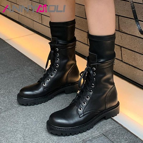 annymoli mid calf boots women shoes real leather flats platform motorcycle boots zip cross tied punk ladies autumn black
annymoli mid calf boots women shoes real leather flats platform motorcycle boots zip cross tied punk ladies autumn black