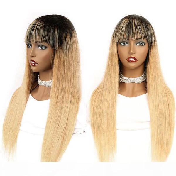 colored 1b 27 glueless human hair wigs with bangs 150% ombre blonde straight raw indian remy full machine made non lace wig for black women, Black;brown
colored 1b 27 glueless human hair wigs with bangs 150% ombre blonde straight raw indian remy full machine made non lace wig for black women, Black;brown