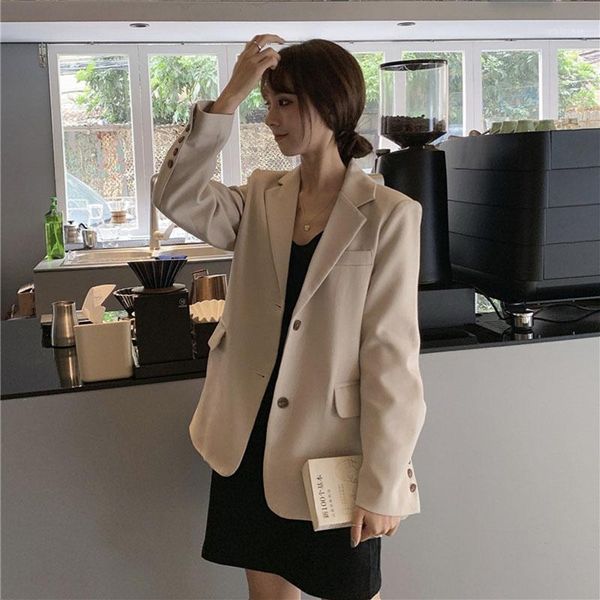 women's early autumn new korean chic blazers fashion temperament solid color suit loose long sleeve small suit jacket ml1081, White;black
women's early autumn new korean chic blazers fashion temperament solid color suit loose long sleeve small suit jacket ml1081, White;black
