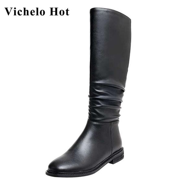 vichelo горячая кожа коровы круглый носок низкий каблук удобные зимние ботинки сохранить теплые плиссированные корейский улица моды колено в, Black
vichelo горячая кожа коровы круглый носок низкий каблук удобные зимние ботинки сохранить теплые плиссированные корейский улица моды колено в, Black