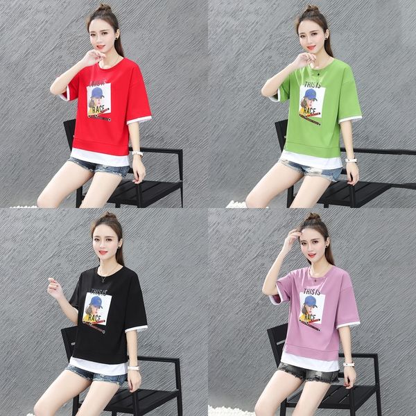 wc3mn for fake two fashion printed short sleeve t-shirt 2020 version fashion summer new korean women showing thin and foreign coat t-shirt t, White
wc3mn for fake two fashion printed short sleeve t-shirt 2020 version fashion summer new korean women showing thin and foreign coat t-shirt t, White