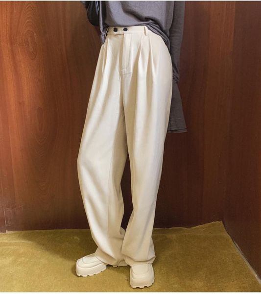 vintage trousers women 2021 spring korean style solid color casual two butoons pleated high waist wide leg pants b366, Black;white
vintage trousers women 2021 spring korean style solid color casual two butoons pleated high waist wide leg pants b366, Black;white