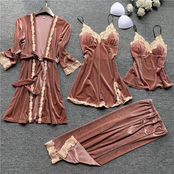 feier 4 pieces gold velvet pajamas sets warm winter pajamas women lace robe kit sleeveless nightwear lingerie mini dress, Black;red
feier 4 pieces gold velvet pajamas sets warm winter pajamas women lace robe kit sleeveless nightwear lingerie mini dress, Black;red