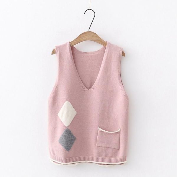 2019 fall women casual v-neck geometry sweater korean style sleeveless knitted vest sweet loose pockets sweater1, White;black
2019 fall women casual v-neck geometry sweater korean style sleeveless knitted vest sweet loose pockets sweater1, White;black