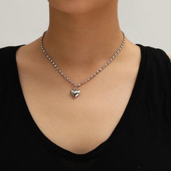 vintage cute crystal link chain heart pendant choker necklace women girls charm neck collar jewelry summer necklace accessories, Golden;silver
vintage cute crystal link chain heart pendant choker necklace women girls charm neck collar jewelry summer necklace accessories, Golden;silver