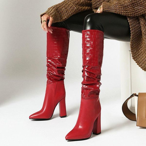 autumn winter women fashion knee high boots pu leather pleated square heel long boots ladies pointed toe slip on woman1, Black
autumn winter women fashion knee high boots pu leather pleated square heel long boots ladies pointed toe slip on woman1, Black
