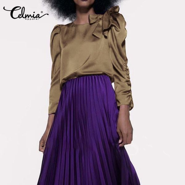 women's blouses & shirts 2021 autumn fashion satin celmia women o-neck long sleeve elegant bow casual pleated office lady blusas femini, White
women's blouses & shirts 2021 autumn fashion satin celmia women o-neck long sleeve elegant bow casual pleated office lady blusas femini, White