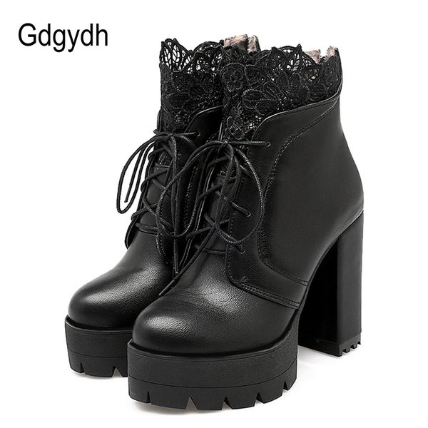 gdgydh 2020 autumn women lacing platform boots high heels female black platform heels spring short boots ladies shoes for party y200723
gdgydh 2020 autumn women lacing platform boots high heels female black platform heels spring short boots ladies shoes for party y200723