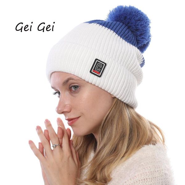 beanie/skull caps c letter splice women's hat fashion hair ball thick warm designer bonnets riding ski winter wool cap curled knitted b, Blue;gray
beanie/skull caps c letter splice women's hat fashion hair ball thick warm designer bonnets riding ski winter wool cap curled knitted b, Blue;gray