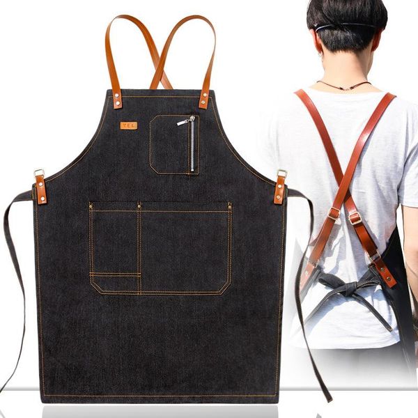 baker multi pocket adjustable chef barista cowboy strap removable denim work bartender casual bbq uniform bib apron 
baker multi pocket adjustable chef barista cowboy strap removable denim work bartender casual bbq uniform bib apron
