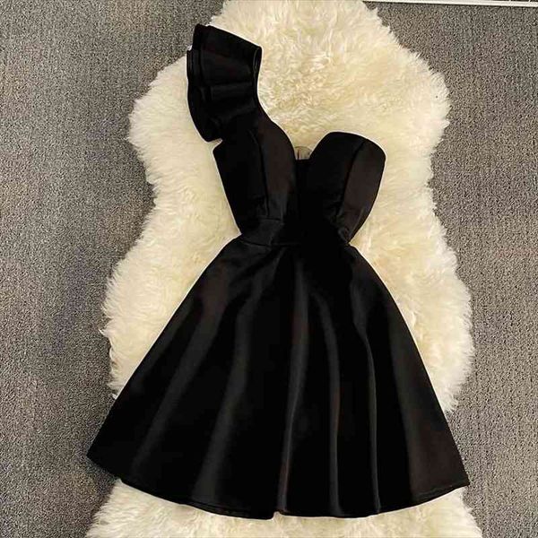 women black white ruffled one shoulder sleeveless mini dress strapless mesh patchwork high waist a-line party dress vestidos, Black;gray
women black white ruffled one shoulder sleeveless mini dress strapless mesh patchwork high waist a-line party dress vestidos, Black;gray