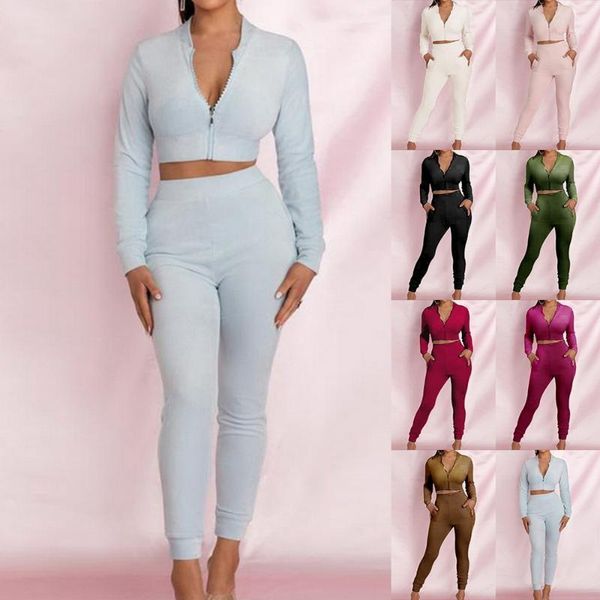 2020 fashion autumn women set velvet crop jacket tracksuit joggers two piece set with diamante rhinestones jogging suit1, Gray
2020 fashion autumn women set velvet crop jacket tracksuit joggers two piece set with diamante rhinestones jogging suit1, Gray