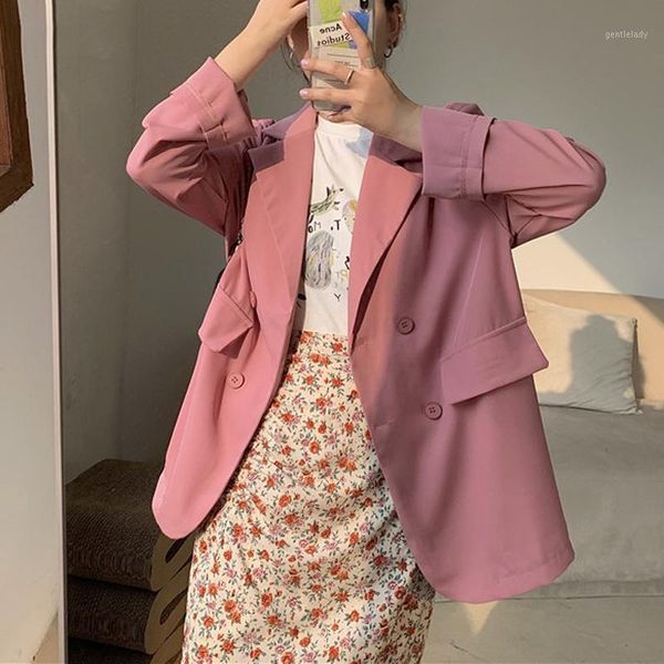 women's suits & blazers chic loose double-breasted women blazer summer thin female suit jacket casual full sleeve outwear blaser femme, White;black 
women's suits & blazers chic loose double-breasted women blazer summer thin female suit jacket casual full sleeve outwear blaser femme, White;black