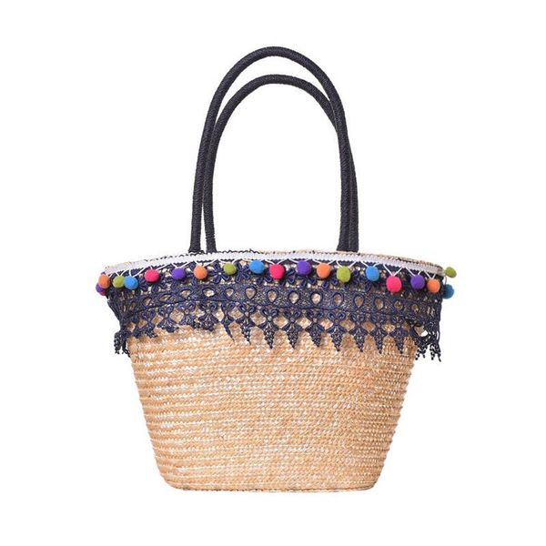women summer lace handbag ins popular female pompom straw bags travel beach lady knitted casual large shoulder bag tote ss3190
women summer lace handbag ins popular female pompom straw bags travel beach lady knitted casual large shoulder bag tote ss3190