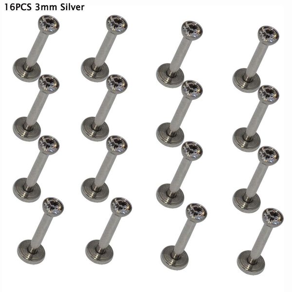 16pcs wholesale price surgical steel internally threaded cz gem labret lip ring zircon ear tragus cartilage earring piercing 16g q sqckzv, Silver
16pcs wholesale price surgical steel internally threaded cz gem labret lip ring zircon ear tragus cartilage earring piercing 16g q sqckzv, Silver