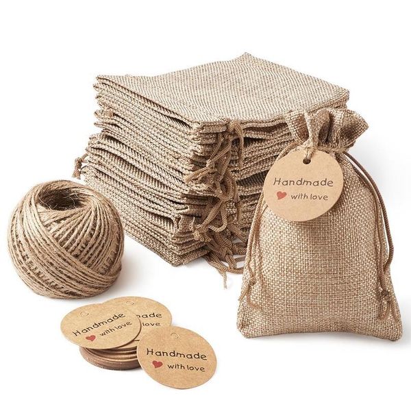 1set burlap packing pouches drawstring bags with jewelry display kraft paper price tags and hemp cord twine string for qylach 
1set burlap packing pouches drawstring bags with jewelry display kraft paper price tags and hemp cord twine string for qylach