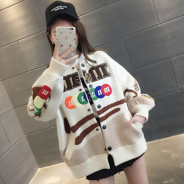 new style popular early spring clothing women's sweater knitted cardigan loose outer wear coat spring spring and autumn 201023, White;black
new style popular early spring clothing women's sweater knitted cardigan loose outer wear coat spring spring and autumn 201023, White;black