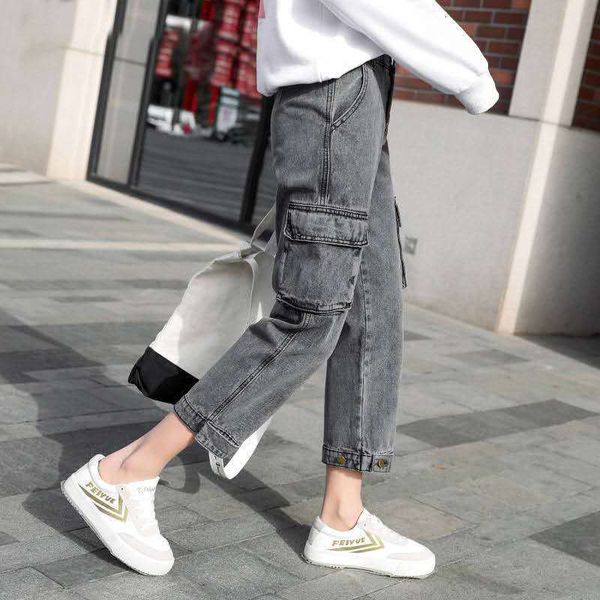 overalls grey jeans women's spring new high waist loose students' capris net red daddy pants, Blue
overalls grey jeans women's spring new high waist loose students' capris net red daddy pants, Blue