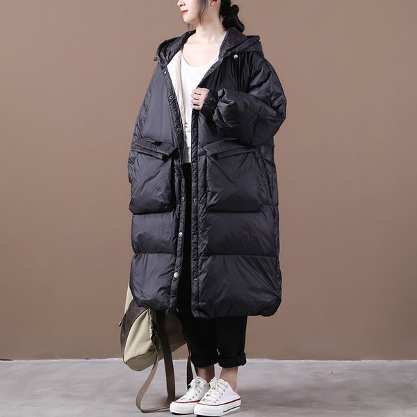 johnature hooded women warm winter down coats button pockets female casual style loose white duck down coats, Black
johnature hooded women warm winter down coats button pockets female casual style loose white duck down coats, Black