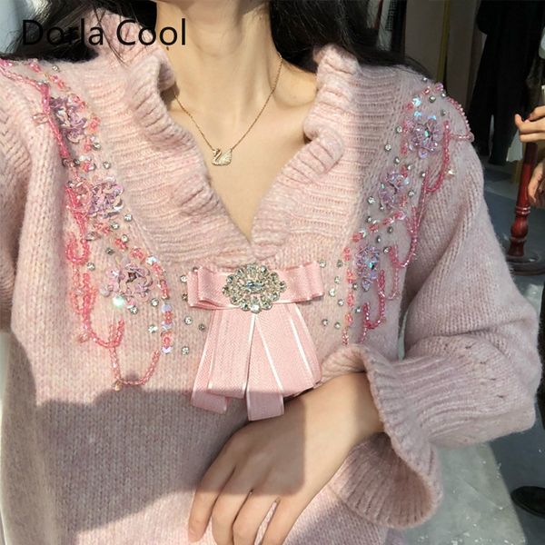 new female european designer sweater released beading chic girly bow trimmings sweet v-neck pullovers diamonds lady party 2fta, White;black
new female european designer sweater released beading chic girly bow trimmings sweet v-neck pullovers diamonds lady party 2fta, White;black