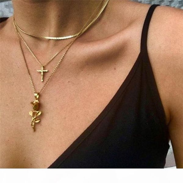 vintage gold color cross rose flower pendant necklaces for women girl floral layered necklace bohemia jewelry t115, Silver
vintage gold color cross rose flower pendant necklaces for women girl floral layered necklace bohemia jewelry t115, Silver