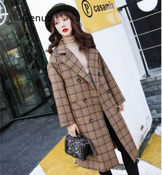 wool women thicker turn-down collar plaid pockets leisure slim double breasted korean style blends womens retro all-match coats1, Black
wool women thicker turn-down collar plaid pockets leisure slim double breasted korean style blends womens retro all-match coats1, Black