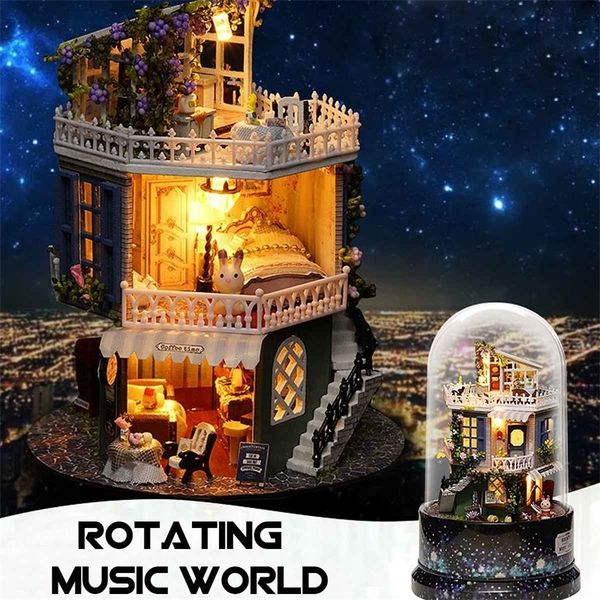 cute room diy dollhouse miniature model doll house with furnitures rotate music box with dust cover gift toys for children y200413
cute room diy dollhouse miniature model doll house with furnitures rotate music box with dust cover gift toys for children y200413