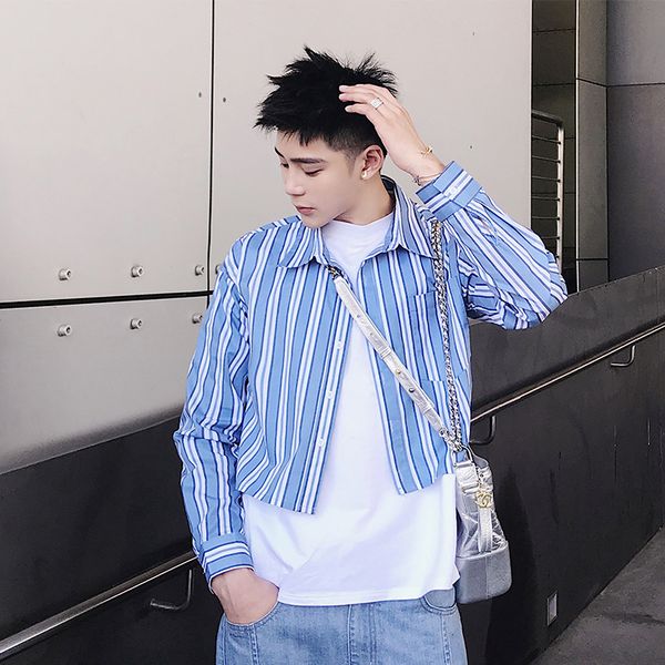 2021 new summer short striped shirt with long sleeves korean version of hong kong style male shirts 8cqe, Black
2021 new summer short striped shirt with long sleeves korean version of hong kong style male shirts 8cqe, Black