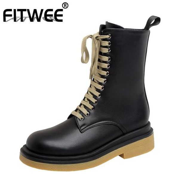 boots fitwee 2021 women mid calf lace up flat heel winter autumn shoes fashion cool daily footwear size 34-40, Black
boots fitwee 2021 women mid calf lace up flat heel winter autumn shoes fashion cool daily footwear size 34-40, Black
