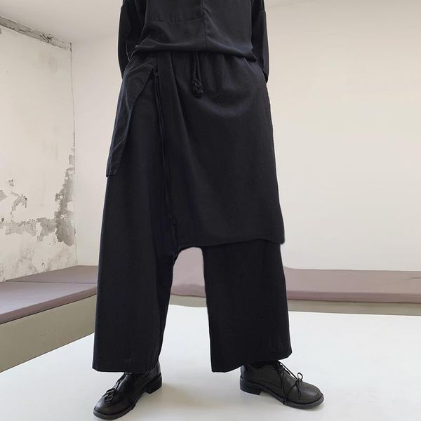 incerun men wide leg pants drawstring pockets loose solid streetwear irregular skirt trousers men punk style joggers harem pants, Black
incerun men wide leg pants drawstring pockets loose solid streetwear irregular skirt trousers men punk style joggers harem pants, Black