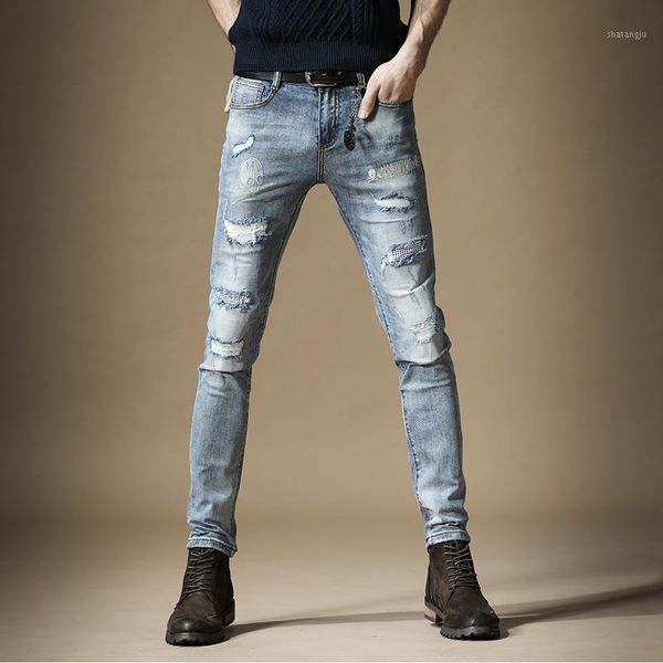 summer blue ripped men jeans embroidery slim fit pencil pants causal streetwear distressed patch denim trousers1
summer blue ripped men jeans embroidery slim fit pencil pants causal streetwear distressed patch denim trousers1