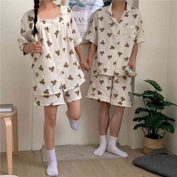 sweet cartoon couple pajama set women sleepwear 2 piece set women men home clothes short sleeve summer sleepwear bear y805, Black;red
sweet cartoon couple pajama set women sleepwear 2 piece set women men home clothes short sleeve summer sleepwear bear y805, Black;red