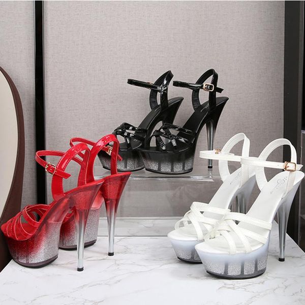 2021 summer designer women nightclub 14.5cm extreme high heels sandals 4.5cm platform red sandals peep toe large size ladyeshoes, Black
2021 summer designer women nightclub 14.5cm extreme high heels sandals 4.5cm platform red sandals peep toe large size ladyeshoes, Black