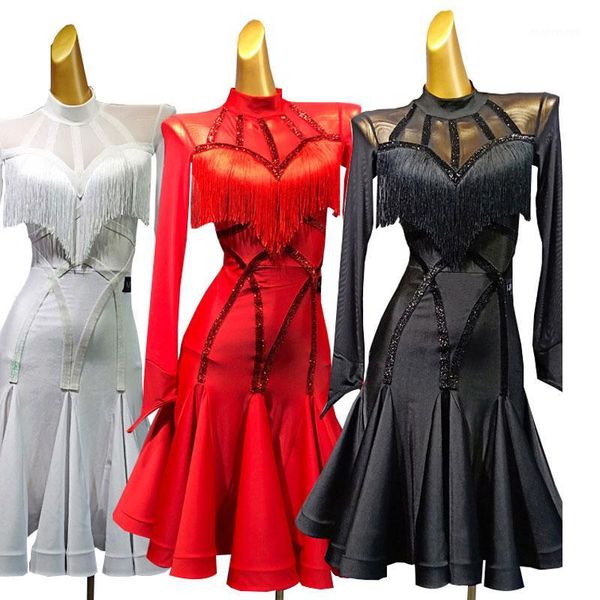 stage wear latin dance dress long sleeve tassel rumba tango salsa cha dancing dresses practice clothes women adults performance wear1, Black;red
stage wear latin dance dress long sleeve tassel rumba tango salsa cha dancing dresses practice clothes women adults performance wear1, Black;red