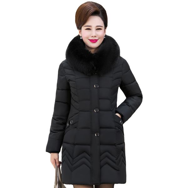 fashion winter middle-aged women jacket plus size thick warm hooded down cotton long coat fur collar female parkas 201028, Black
fashion winter middle-aged women jacket plus size thick warm hooded down cotton long coat fur collar female parkas 201028, Black