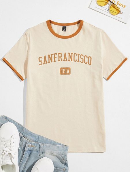 men letter graphic ringer tee j6yi#, White;black