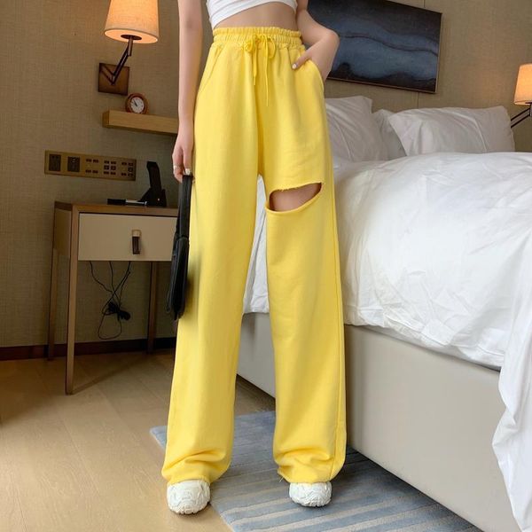 summer 2020 casual high waist pants street cargo pants women loose wide leg straight trousers mujer solid hip hop ripped pants, Black;white
summer 2020 casual high waist pants street cargo pants women loose wide leg straight trousers mujer solid hip hop ripped pants, Black;white