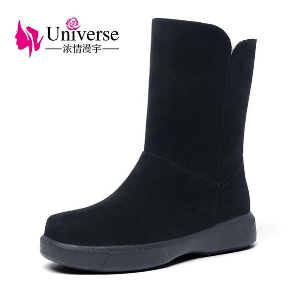 universe warm thick wool lining snow boots sweet rubber suede upper slip-on winter boots women shoes flat mid calf g415, Black
universe warm thick wool lining snow boots sweet rubber suede upper slip-on winter boots women shoes flat mid calf g415, Black