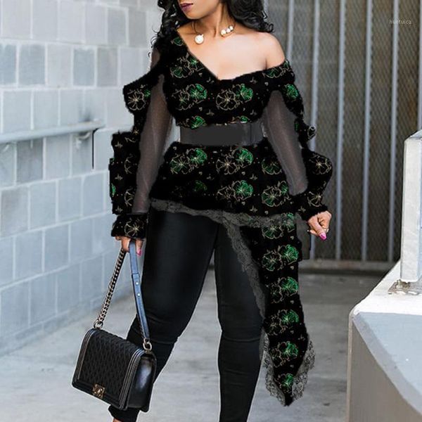 women blouse and shirts floral print autumn fall african style backless full sleeve one shoulder blouses new1, White
women blouse and shirts floral print autumn fall african style backless full sleeve one shoulder blouses new1, White