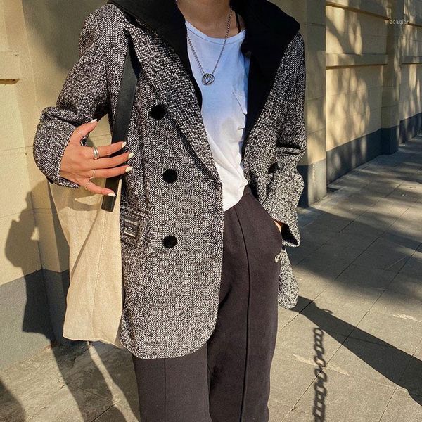 women's wool & blends removable cap usay female design sense niche tweed suit joker leisure street fashion long-sleeved jacket1, Black
women's wool & blends removable cap usay female design sense niche tweed suit joker leisure street fashion long-sleeved jacket1, Black