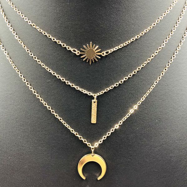 new trendy layered american fashion personality sun flower crescent multi-layer combination ecommerce exclusive necklace for lady, Silver
new trendy layered american fashion personality sun flower crescent multi-layer combination ecommerce exclusive necklace for lady, Silver